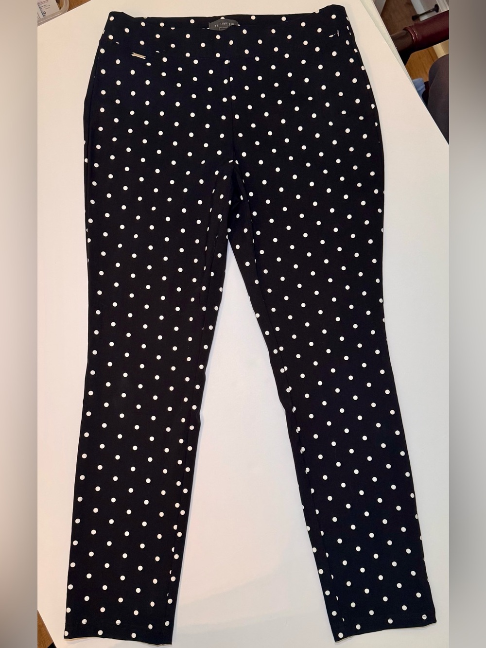The Limited Women’s Polka Dot Pull On Pants BlackWhite Sz 10Stretch Ankle Career